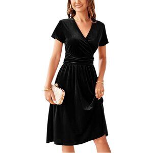 Ouges Black Wrap-Look Velvet Cocktail Dress Size XL NWT